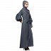 Elegant abaya with long cuff sleeves- Grey